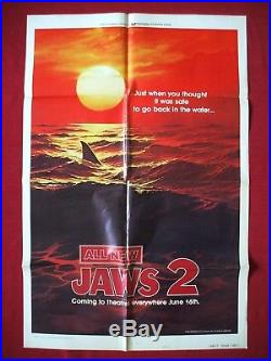 JAWS 2 1978 ORIGINAL MOVIE POSTER 27x41 VINTAGE SHARK RED SEA TEASER HALLOWEEN