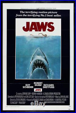 JAWS CineMasterpieces ORIGINAL VINTAGE MOVIE POSTER SHARK HORROR OCEAN 1975