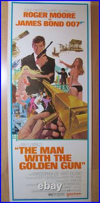 James Bond 007 Movie Poster 14x 36 Vintage Orginal Moore The Man With Golden Gun