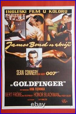 James Bond Goldfinger Sean Connery 1965 Vintage Rare Exyugo Movie Poster
