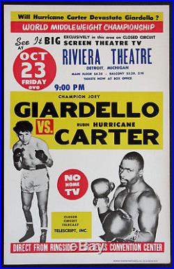 Joey Giardello Vs. Rubin Hurricane Carter Vintage 1964 Boxing Fight Poster