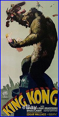 KING KONG 1933 Fritz Lang Vintage 3 Sh Movie Poster Lith. S2 Art GRP LT 41X 81