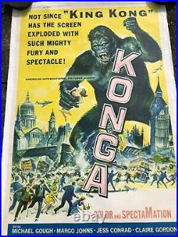 Konga (1961) 3 Sheet Movie Poster 41x81 Huge Original Vintage King Kong