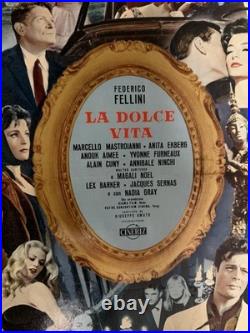 LA DOLCE VITA Fellini Italian Locandina Vintage Movie Poster Original 1960 Linen