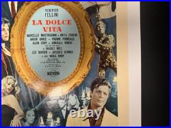 LA DOLCE VITA Fellini Italian Locandina Vintage Movie Poster Original 1960 Linen
