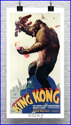 Large King Kong 1933 Vintage Movie Poster Canvas Giclee Print 24x44 in