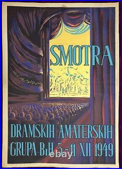 Large Original Poster 40s Yugoslavia Bosnia Herzegovina Theater Festival 1949