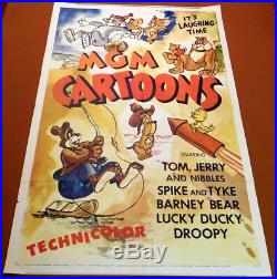 MGM CARTOONS Vintage 1955 Tom & Jerry DROOPY Barney Bear ONE SHEET MOVIE POSTER
