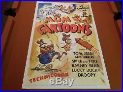 MGM CARTOONS Vintage 1955 Tom & Jerry DROOPY Barney Bear ONE SHEET MOVIE POSTER