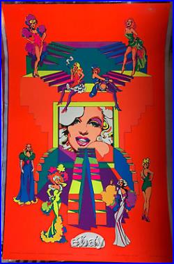 MOVIE QUEENS VINTAGE 1972 HEADSHOP BLACKLIGHT POSTER By CHERESKIN
