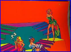 MOVIE QUEENS VINTAGE 1972 HEADSHOP BLACKLIGHT POSTER By CHERESKIN