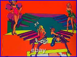 MOVIE QUEENS VINTAGE 1972 HEADSHOP BLACKLIGHT POSTER By CHERESKIN