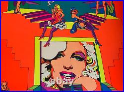 MOVIE QUEENS VINTAGE 1972 HEADSHOP BLACKLIGHT POSTER By CHERESKIN