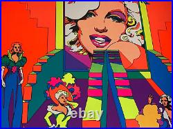 MOVIE QUEENS VINTAGE 1972 HEADSHOP BLACKLIGHT POSTER By CHERESKIN