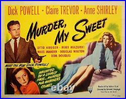 MURDER, MY SWEET (1944) Vntg orig half sheet poster FILM NOIR unfolded VG