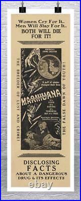 Marijuana Disclosing Facts Vintage Movie Poster Canvas Giclee Print 17x41 in