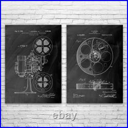 Movie Theater Patent Wall Art Set of 2 Poster, Canvas or Framed Actor Gift