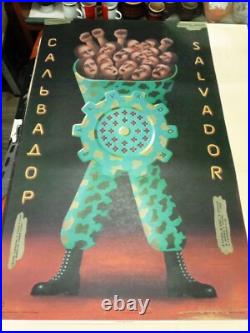 Movie poster El Salvador. Movie El Salvador. USA. Original vintage large Soviet
