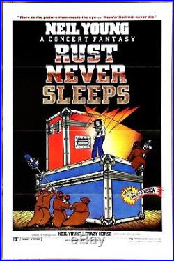 Neil Young Rust Never Sleeps VIntage Original Rare Trifold 1979 Movie Poster