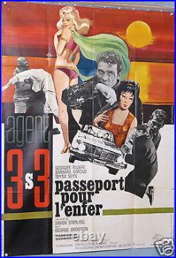 OLD MOVIE POSTER AGENT 3S3, PASSEPORT POUR L'ENFER Passaporto per l'inferno 1963