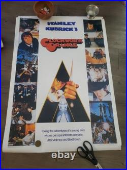 ORIGINAL 1970's Vintage CLOCKWORK ORANGE Stanley Kubrick CLASSIC Movie Poster