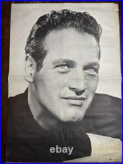 Original 1966 Huge Paul Newman Poster Movie Star Black & White 42x29 RARE VTG