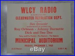 Original'61 Vintage Advertising Concert Poster/Card Roy Orbison Johnny Burnette