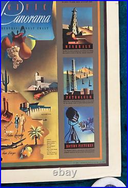 Original Travel Poster Pictorial Map Pacific Panorama CBS Radio Industrial West