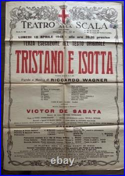 Original Tristano e Isotta Teatro alla Scala Opera Billboard 1948 27 X 19