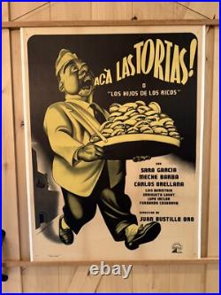Original Vintage 1951 Acá Las Tortas Linen Backed Movie Poster Spanish Mexico