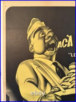 Original Vintage 1951 Acá Las Tortas Linen Backed Movie Poster Spanish Mexico