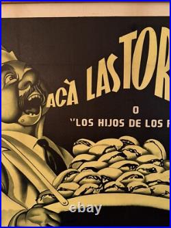 Original Vintage 1951 Acá Las Tortas Linen Backed Movie Poster Spanish Mexico