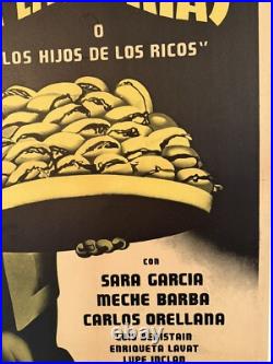 Original Vintage 1951 Acá Las Tortas Linen Backed Movie Poster Spanish Mexico