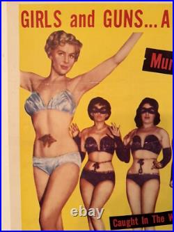 Original Vintage 1953 GIRL ON THE RUN Linen Backed Exploitation Movie Poster