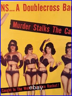 Original Vintage 1953 GIRL ON THE RUN Linen Backed Exploitation Movie Poster