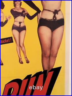 Original Vintage 1953 GIRL ON THE RUN Linen Backed Exploitation Movie Poster