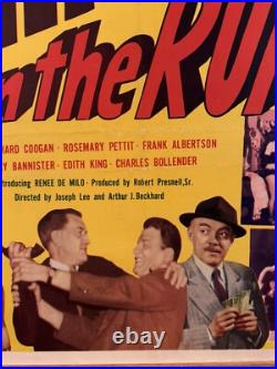 Original Vintage 1953 GIRL ON THE RUN Linen Backed Exploitation Movie Poster