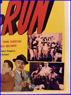 Original Vintage 1953 GIRL ON THE RUN Linen Backed Exploitation Movie Poster