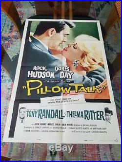 Original Vintage 1959 Pillow Talk One Sheet Movie Poster. Doris Day Rock Hudson