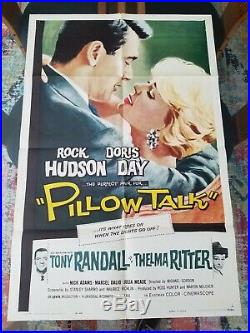 Original Vintage 1959 Pillow Talk One Sheet Movie Poster. Doris Day Rock Hudson