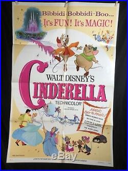 Original Vintage 1973 Walt Disney's CINDERELLA One Sheet 1sh Movie Poster