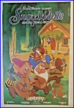 Original Vintage 1987 Snow White and the Seven Dwarfs Movie Poster Linen Backed