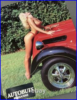 Original Vintage AUTOBUFF MAGAZINE Sexy Pinup Hotrod Blonde Girl Poster 24x18