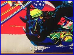 Original Vintage Blacklight Poster Easy Rider Peter Fonda 1970 Psychedelic Movie