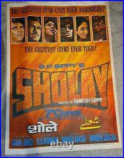 Original Vintage Bollywood Sholay Movie Poster