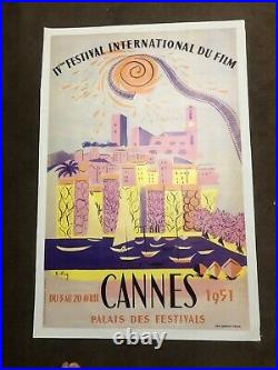 Original Vintage Cannes Film Festival Poster 1951