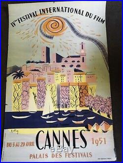 Original Vintage Cannes International Film Festival Poster 1951