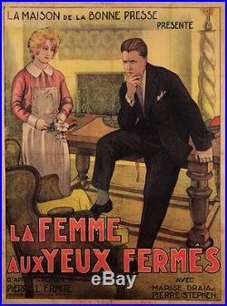 Original Vintage French Movie Poster Advertising La Femme aux Yeux Fermes