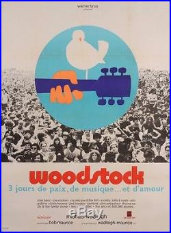 Original Vintage French Movie Poster Advertising Woodstock Music Festival 1969