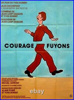 Original Vintage French Movie Poster Courage, Fuyons by Savignac 1979